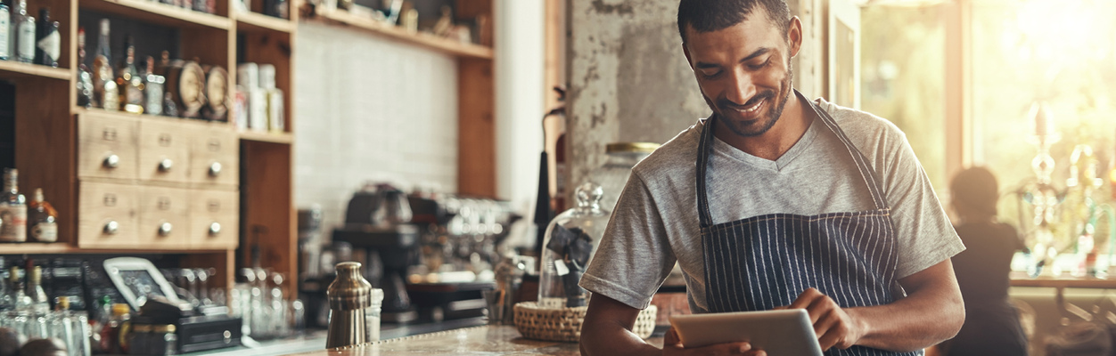 Man working on tablet